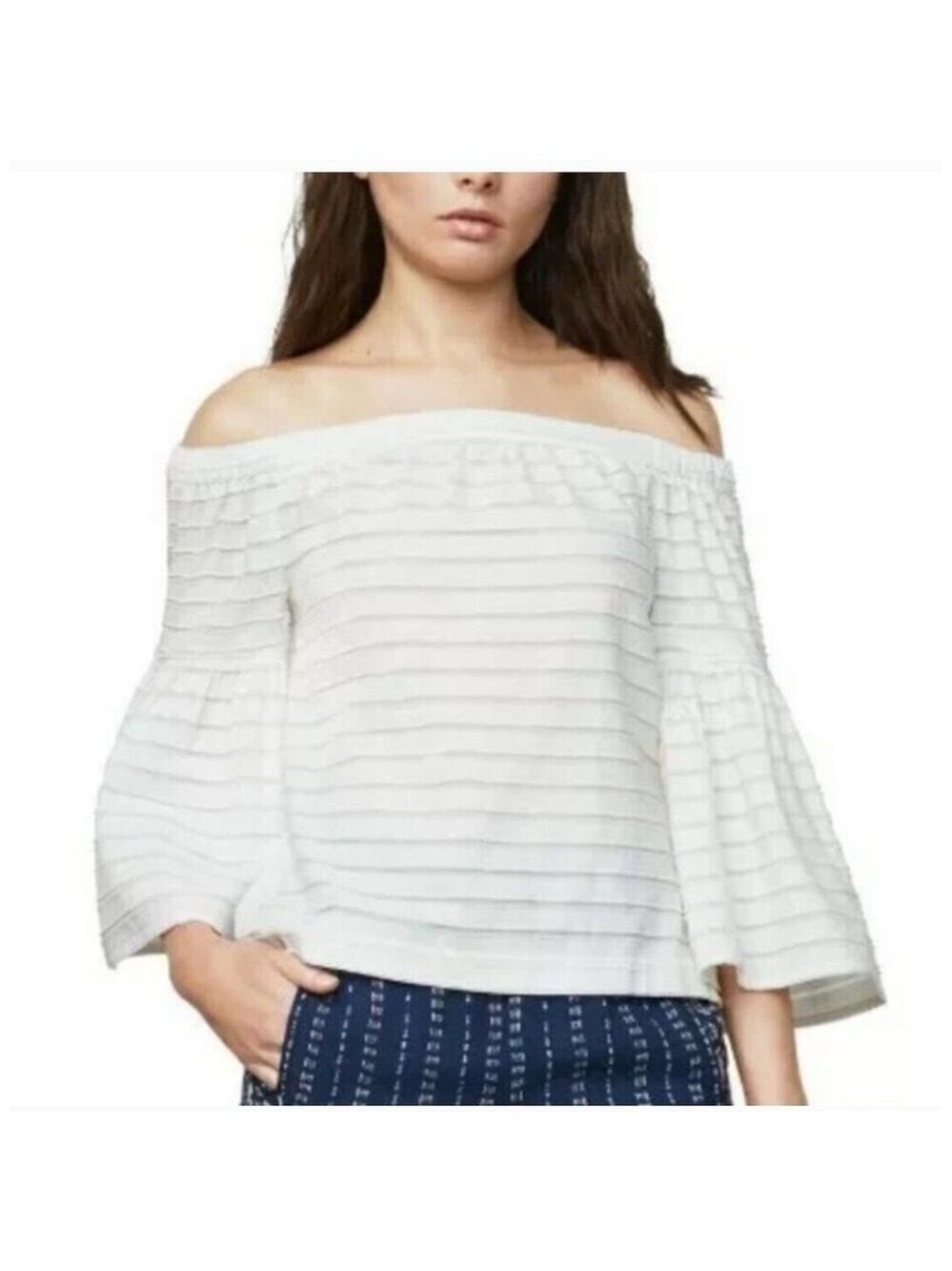 BCBGMAXARIA Eavan Off-the-Shoulder 3/4 Bell-Sleeve Top Size Medium